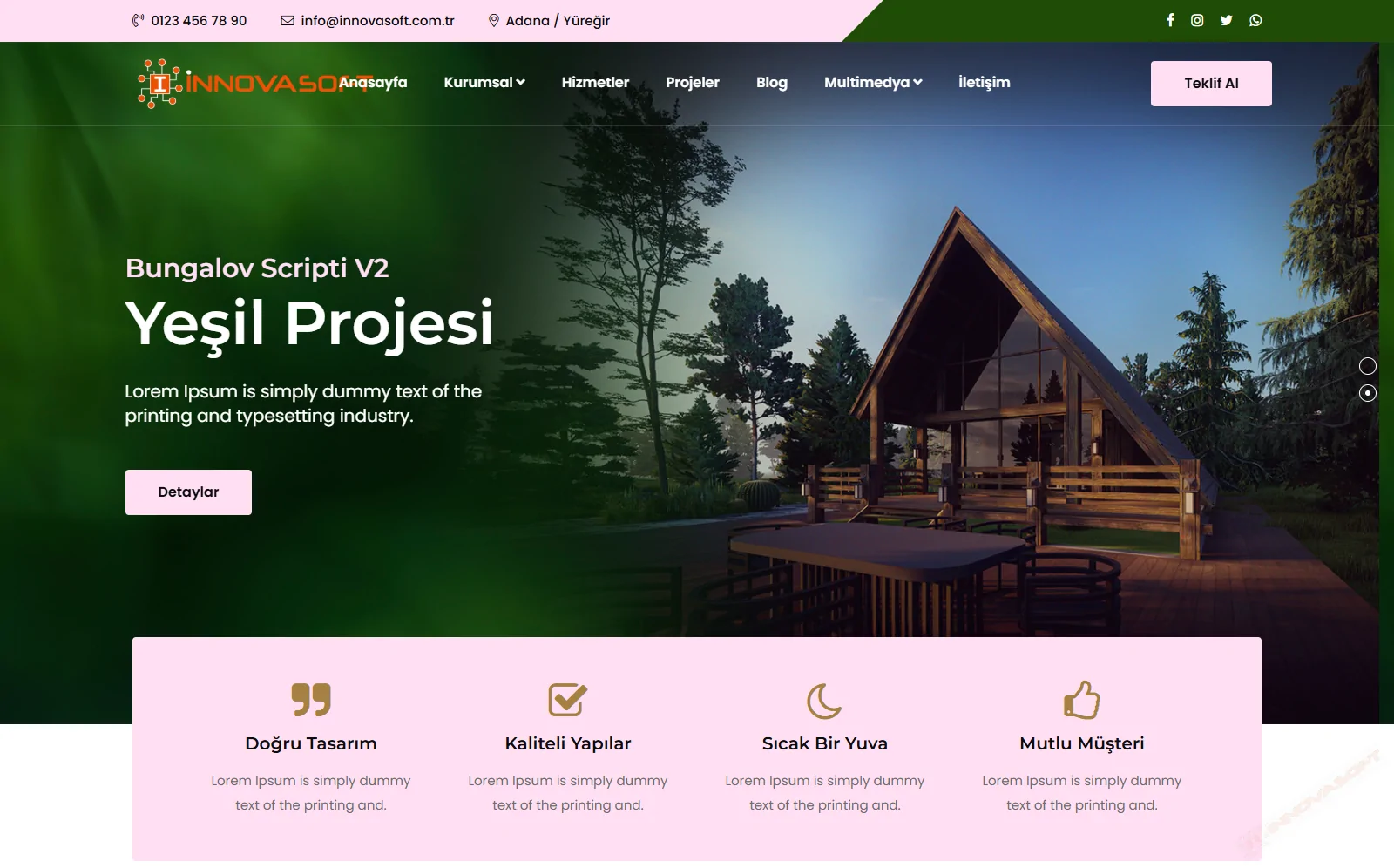 GELİŞMİŞ MOBİL UYUMLU TEKLİF SİSTEMLİ BUNGALOV YAZILIMI